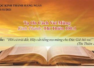 Tạ Ơn Cách Vui Mừng – 1/11/2021