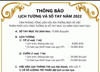 Văn Phòng Tổng Liên Hội: Thông Báo Lịch Tường Và Sổ Tay Năm 2022