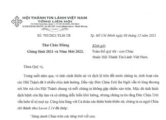 Tổng Liên Hội: Thư Chúc Mừng Giáng Sinh 2021 và Năm Mới 2022