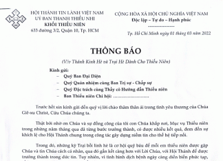 Khối Thiếu Niên: Thông Báo Chương Trình Thánh Kinh Hè và Trại Hè Cho Thiếu Niên