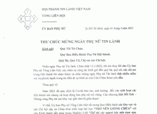 Ủy Ban Phụ Nữ Tổng Liên Hội: Thư Chúc Mừng Ngày Phụ Nữ Tin Lành