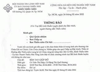 Khối Thiếu Niên: Thông Báo Trại Bồi Linh, Huấn Luyện Cho Đặc Trách, Người Hướng Dẫn Thiếu Niên