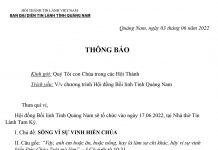 Thông Báo V/v Chương Trình Hội Đồng Bồi Linh Tỉnh Quảng Nam