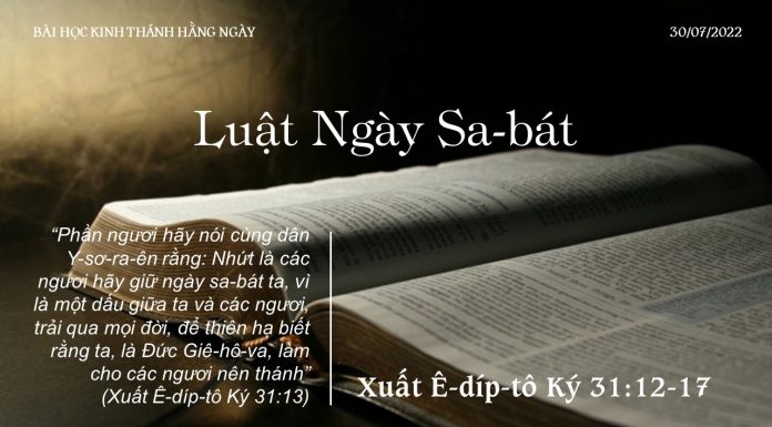Luật Ngày Sa-bát – 30/7/2022