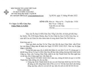 UB.CĐGD – Thông Báo Về Ngày Cơ Đốc Giáo Dục – Chúa Nhật 11.9.2022