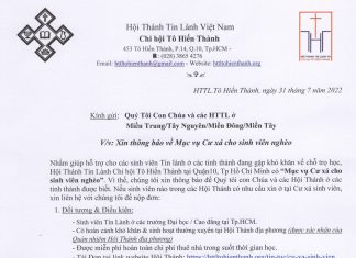 HTTL Tô Hiến Thành – Thông Báo V/v: Mục Vụ Cư Xá Cho Sinh Viên Nghèo