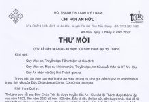HTTL An Hữu: Thư Ngỏ & Thư Mời V/v Lễ Cảm Tạ Chúa – Kỷ Niệm 100 Năm Thành Lập Hội Thánh