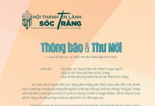 HTTL Sóc Trăng: Thông Báo & Thư Mời V/v Dự Lễ Cảm Tạ Chúa & Kỷ Niệm 95 Năm Thành Lập HTTL Sóc Trăng