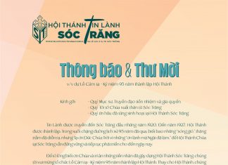 HTTL Sóc Trăng: Thông Báo & Thư Mời V/v Dự Lễ Cảm Tạ Chúa & Kỷ Niệm 95 Năm Thành Lập HTTL Sóc Trăng