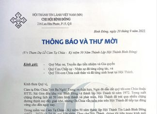 HTTL Bình Đông – Thông Báo & Thư Mời V/v Tham Dự Lễ Cảm Tạ Chúa – Kỷ Niệm 50 Thành Lập HT Bình Đông
