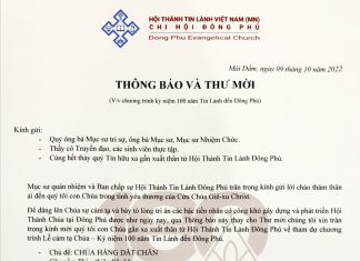 HTTL ĐÔNG PHÚ – Thông Báo & Thư Mời Lễ Cảm Tạ Chúa Kỷ Niệm 100 Năm Tin Lành Truyền Đến Đông Phú