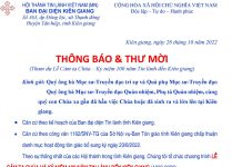 Thông Báo và Thư Mời: Lễ Cảm Tạ Chúa – Kỷ Niệm 100 Năm Tin Lành Đến Kiên Giang