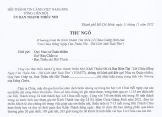 UB.TTN – Thư Ngỏ V/v Chương Trình Thi Kinh Thánh Tìm Hiểu Lễ Chúa Giáng Sinh