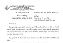 Thư Chúc Mừng Giáng Sinh 2022 và Năm Mới 2023