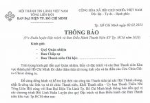 Thông Báo: Huấn Luyện Đặc Trách và Ban Điều Hành Thanh Niên KV TP. HCM