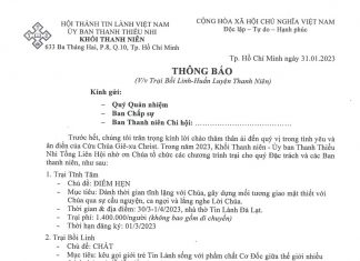 Thông Báo: Trại Bồi Linh – Huấn Luyện Thanh Niên