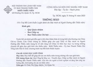 UB.TTN: Thông Báo V/v Trại Bồi Linh-Huấn Luyện dành cho Đặc trách và Người Hướng dẫn Thiếu niên