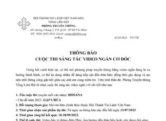 Phòng Truyền Thông – Tổng Liên Hội Thông Báo & Hướng Dẫn Đăng Ký Cuộc Thi Sáng Tác Video Ngắn Cơ Đốc 2023