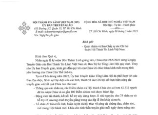 UB. Truyền Giáo – TLH Thông Báo V/v Ngày Truyền Giáo Của Hội Thánh Tin Lành Việt Nam & Kêu Gọi Lạc Hiến