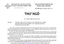 UB. Thanh Thiếu Nhi: Thư Ngỏ V/v Nhà Trọ Dành Cho Sinh Viên