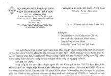 Viện Thánh Kinh Thần Học Thông Báo V/v Ngày Viện Thánh Kinh Thần Học Của Hội Thánh Tin Lành Việt Nam