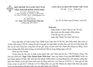 Viện Thánh Kinh Thần Học Thông Báo V/v Ngày Viện Thánh Kinh Thần Học Của Hội Thánh Tin Lành Việt Nam