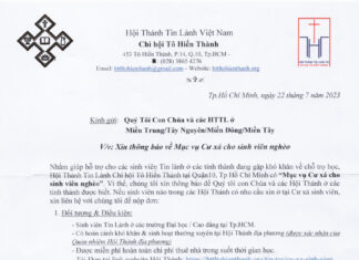 HTTL Tô Hiến Thành – Thông Báo V/v Mục Vụ Cư Xá Cho Sinh Viên Nghèo