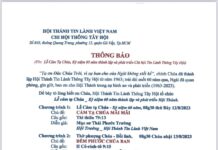 Thông Báo V/v Lễ Cảm Tạ Chúa, Kỷ Niệm 60 Năm Thành Lập & Phát Triển HTTL Thông Tây Hội