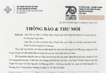Thông Báo & Thư Mời V/v Lễ Cảm Tạ Chúa – Kỷ Niệm 70 Năm Thành Lập HTTL Nguyễn Tri Phương