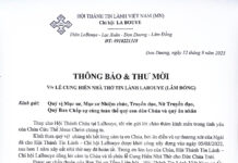 Thông Báo & Thư Mời V/v Lễ Cung Hiến Nhà Thờ Tin Lành LABOUYE (Lâm Đồng)