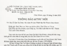 Thông Báo & Thư Mời V/v Dự Lễ Cảm Tạ CHúa – Kỷ Niệm 50 Năm Thành Lập HTTL Châu Khánh