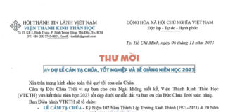 VTKTH – Thư Mời V/v Dự Lễ Cảm Tạ Chúa, Tốt Nghiệp Và Bế Giảng Niên Học 2023