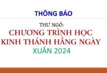 Thư Ngỏ: Chương Trình Học Kinh Thánh Hằng Ngày – Xuân 2024