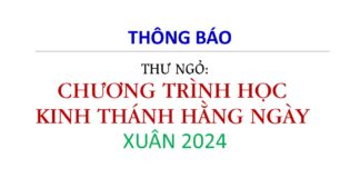 Thư Ngỏ: Chương Trình Học Kinh Thánh Hằng Ngày – Xuân 2024