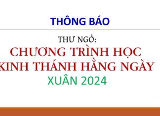 Thư Ngỏ: Chương Trình Học Kinh Thánh Hằng Ngày – Xuân 2024