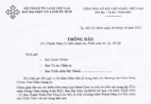 Ban Đại Diện TL.Tp.HCM – Thông Báo V/v Thánh Nhạc Cơ Đốc Dành Cho Thiếu Niên KV. TP.HCM