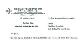 Tổng Liên Hội: Thư Chúc Mừng Giáng Sinh 2023 – Năm Mới 2024 Và Chương Trình Cầu nguyện – Tạ ơn Chúa Đầu Năm 2024