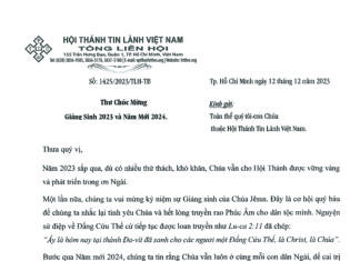 Tổng Liên Hội: Thư Chúc Mừng Giáng Sinh 2023 – Năm Mới 2024 Và Chương Trình Cầu nguyện – Tạ ơn Chúa Đầu Năm 2024