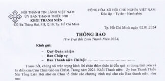 UB.TTN – Thông Báo V/v Trại Bồi Linh Thanh Niên 2024