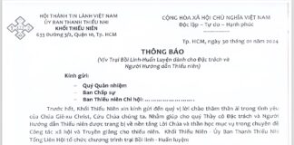 UB.TTN – Thông Báo V/v Trại Bồi Linh – Huấn Luyện Dành Cho Đặc Trách Và Người Hướng Dẫn Thiếu Niên