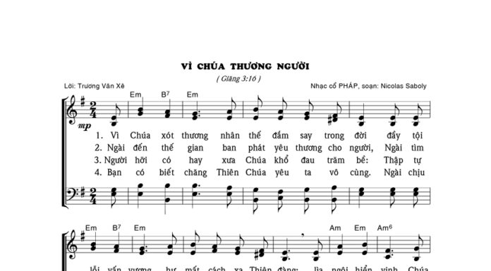 Bài hát: VÌ CHÚA THƯƠNG NGƯỜI
