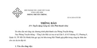 Phòng Truyền thông – Tổng Liên Hội: Thông Báo V/v Tuyển Dụng Cộng Tác Viên Phát Thanh Viên