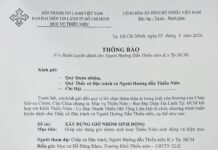 Ban Đại Diện TL.TP.HCM Thông Báo V/v Huấn Luyện Dành Cho Người Hướng Dẫn Thiếu Niên K.V Tp.HCM
