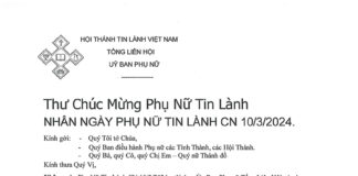 Ủy ban Phụ nữ: Thư Chúc Mừng Phụ Nữ Tin Lành Nhân Ngày Phụ Nữ Tin Lành CN 10/3/2024
