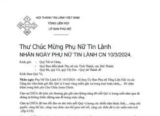 Ủy ban Phụ nữ: Thư Chúc Mừng Phụ Nữ Tin Lành Nhân Ngày Phụ Nữ Tin Lành CN 10/3/2024