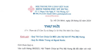Điểm Nhóm Phú Mỹ Hưng: Thư Mời Tham Dự Lễ Cảm Tạ & Dâng Cơ Sở Nhà Thờ Mới Cho Chúa