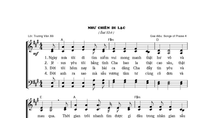 Bài hát truyền giảng: NHƯ CHIÊN ĐI LẠC