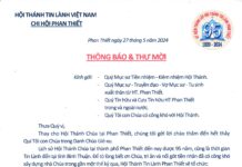 Thông Báo & Thư Mời V/v Lễ Cảm Tạ Chúa – Kỷ Niệm 95 Năm Thành Lập Hội Thánh Phan Thiết