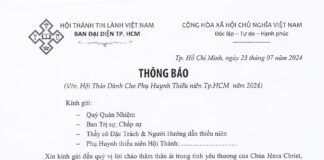 Thông Báo V/v Hội Thảo Dành Cho Phụ Huynh Thiếu Niên Tp.HCM Năm 2024