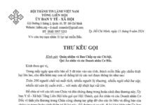 Thư Kêu Gọi V/v Cứu Trợ Nạn Nhân Lũ Lụt Tại Miền Bắc